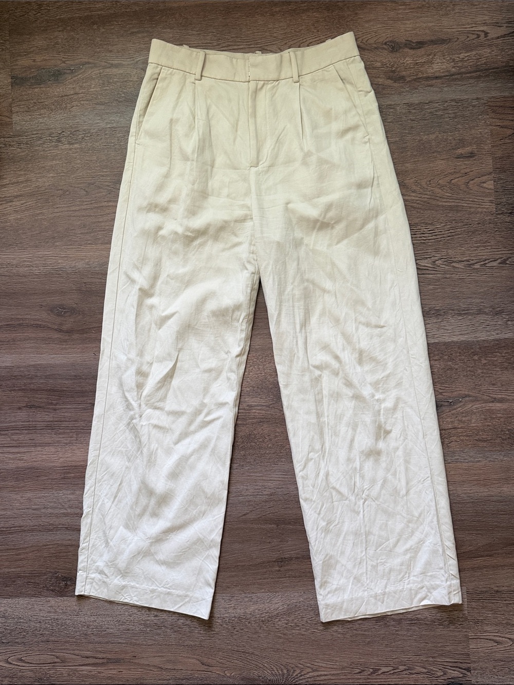 Madewell Pleated Wide Leg Trousers Cream High Rise Dress Pants Womens 2 - Picture 1 of 3